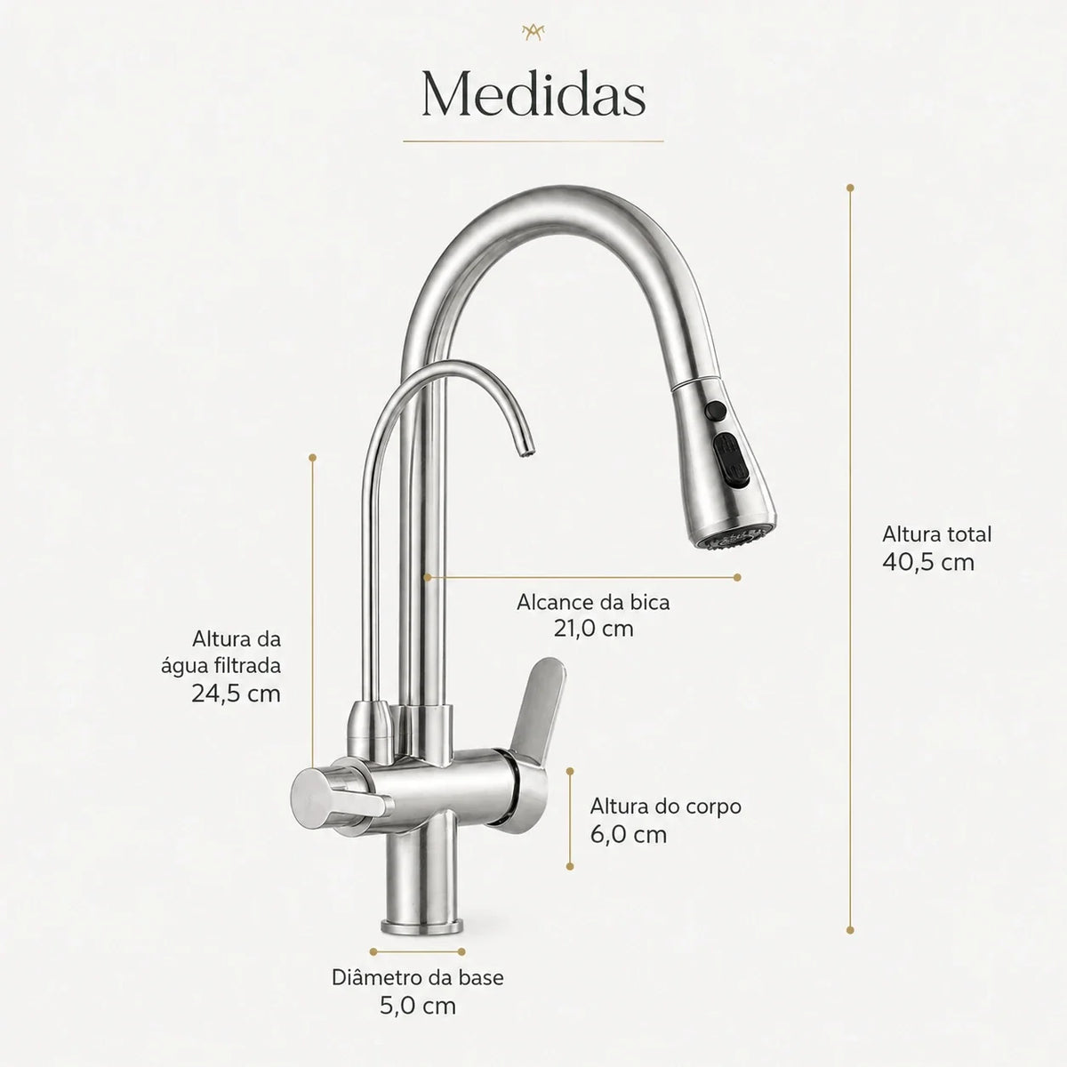 Torneira Gourmet Élora 2 em 1 com Filtro e Ducha Extensível